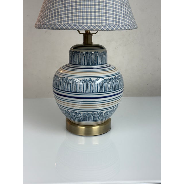 Ceramic Blue + White Table Lamp For Sale In San Francisco - Image 6 of 12