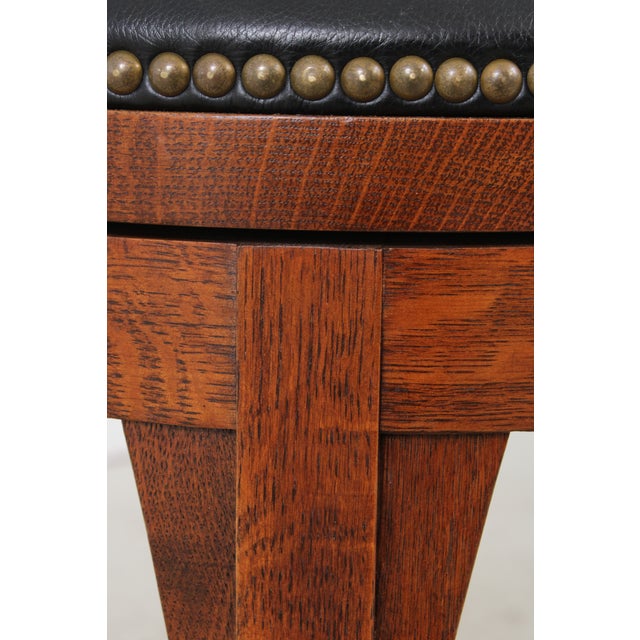 Set of 3 Stickley Mission Oak Counter Bar Stools For Sale - Image 11 of 14