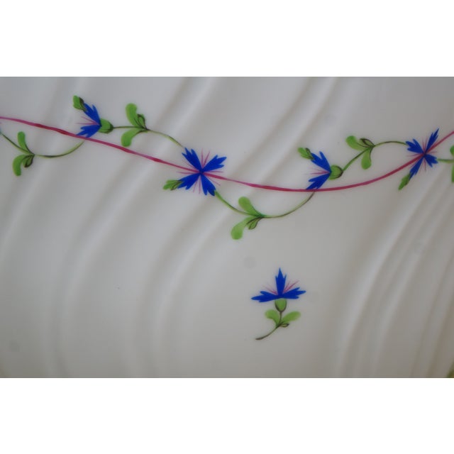 Late 20th Century Herend Blue Garland Ribbed Porcelain Cachepot Vase Bowl Jardiniere Pot 7" For Sale - Image 10 of 12