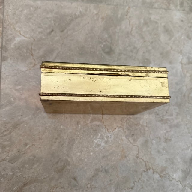 French Late 20th Century Gilt Etched Green Enamel Box For Sale - Image 3 of 6