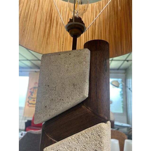 Stone and Wood Lamp by Albert Tormos, 1960s For Sale - Image 3 of 8