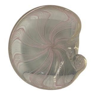 Mid-20th Century Murano Pink & White Zanfirico Glass Seashell Catchall Dish For Sale