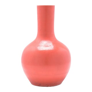 Persimmon Orange Bottleneck Vase For Sale