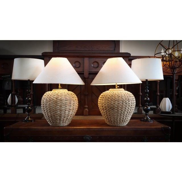 Large Lombok Natural Rattan Woven Table Lamps, 2010s, Set of 2 For Sale - Image 6 of 12