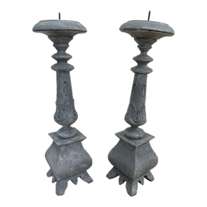 Pair of Vintage Wood Candlesticks