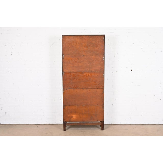 Antique Arts & Crafts Oak Five-Stack Barrister Bookcase by Lundstrom, Circa 1920s For Sale - Image 12 of 13