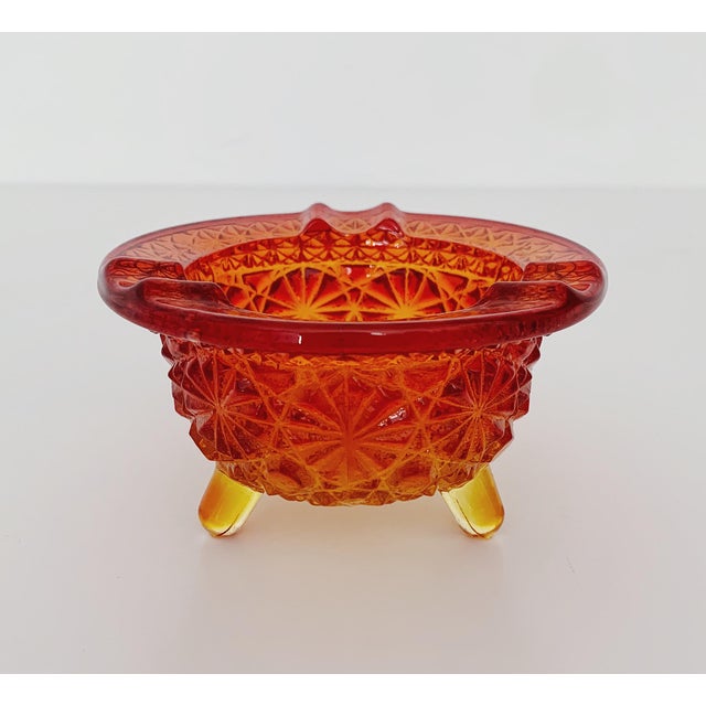 Vintage Amber Orange Glass Ashtray Chairish