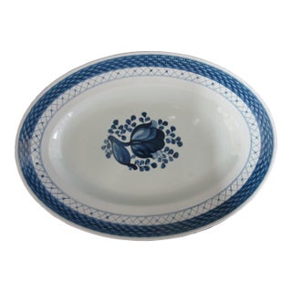 Royal Copenhagen Aluminia Faience Tranquebar Blue 927 Oval 11" Serving Dish Tray For Sale