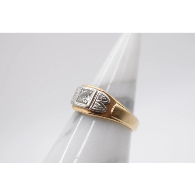 Art Deco Mid 20th Century Men's Gold Diamond Ring, Size 8.5 For Sale - Image 3 of 6