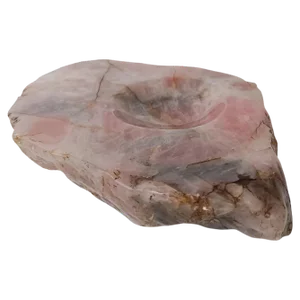 Vintage Chunky Ashtray in Natural Carved Rose Quartz with Organic Rough Edges, 1970s