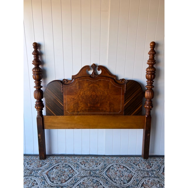 Vintage Art Deco Full/Double Bedframe Waterfall Poster Bed For Sale - Image 9 of 10