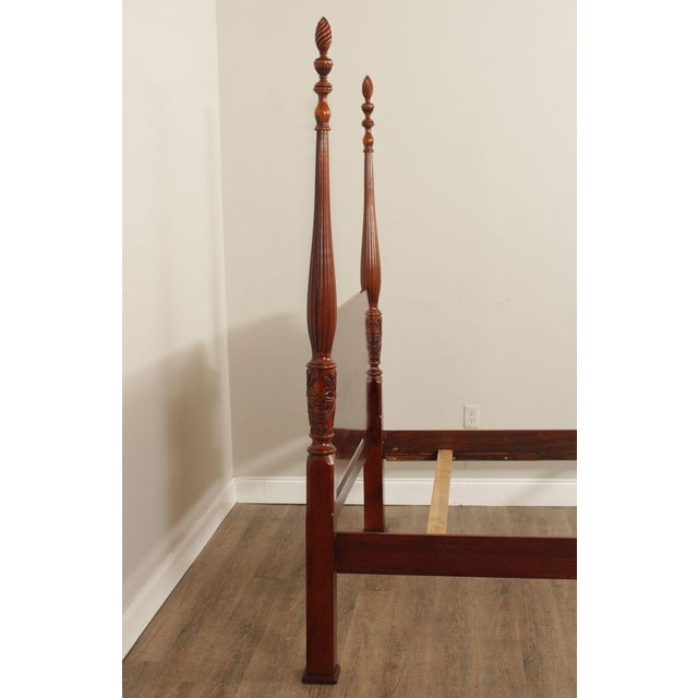 Late 20th Century Lexington Queen Size Carved Mahogany Poster Bed For Sale - Image 5 of 18