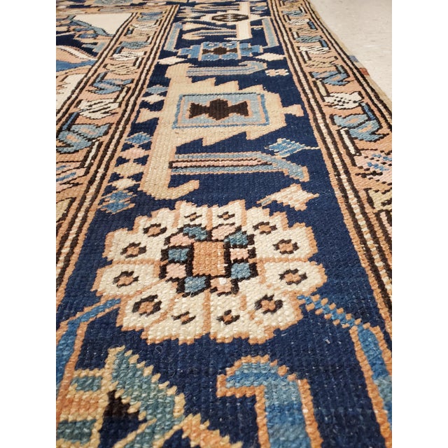 Antique Persian Serapi Carpet, Geometric, Ivory Hand Knotted Wool Oriental Rug For Sale - Image 12 of 18