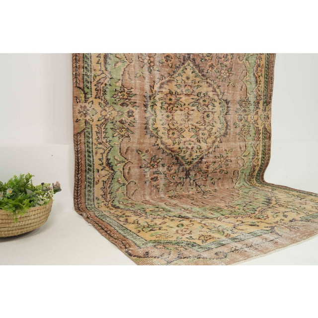 1970s Vintage Turkish Handmade Wool Cotton Brown Area Rug For Sale - Image 12 of 13