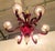 1960s Red, Gold Neoclassical Murano Glass Chandelier 1960s For Sale - Image 5 of 12