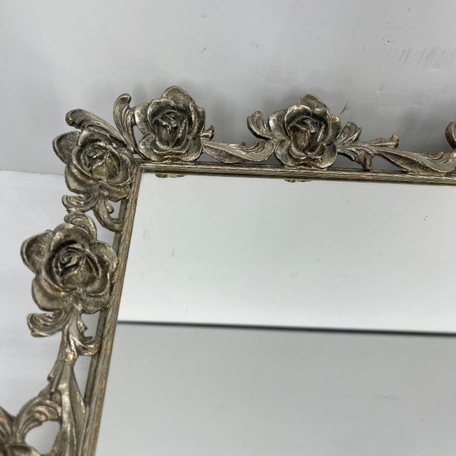1950s 1950s Hollywood Regency Gilded Brass Vanity Mirror Tray For Sale - Image 5 of 12