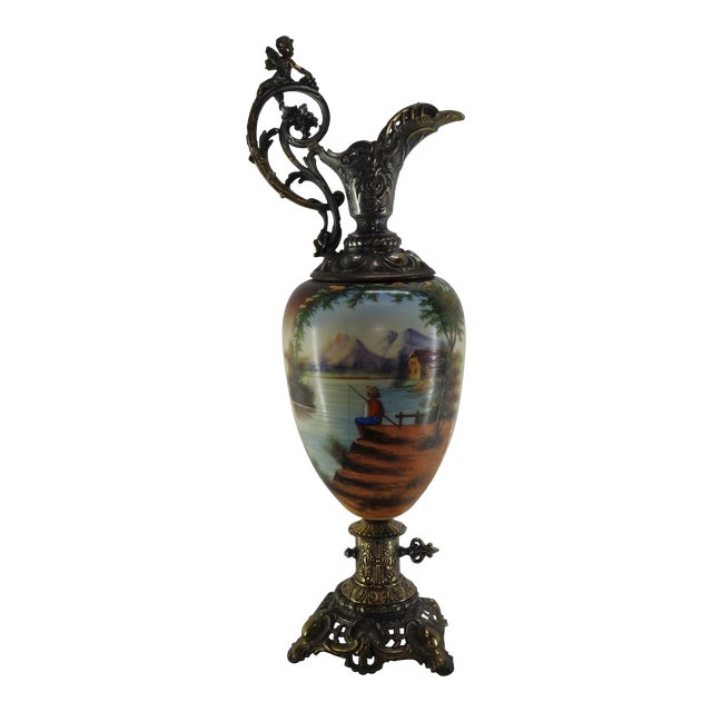 Hand Painted Porcelain Jardinière, 19th Century, French For Sale
