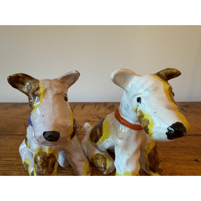 Vintage Pair of H. Mária Ráhmer Ceramic Sculptures of Terrier Dogs For Sale - Image 4 of 15