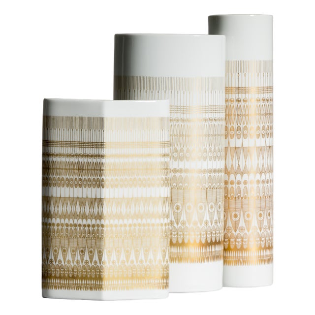 Trio Gilded Porcelain Vases by Hans Theo Baumann & Tapio Wirkkala for Rosenthal Studio-Line, Germany, 1960s, Set of 3 For Sale