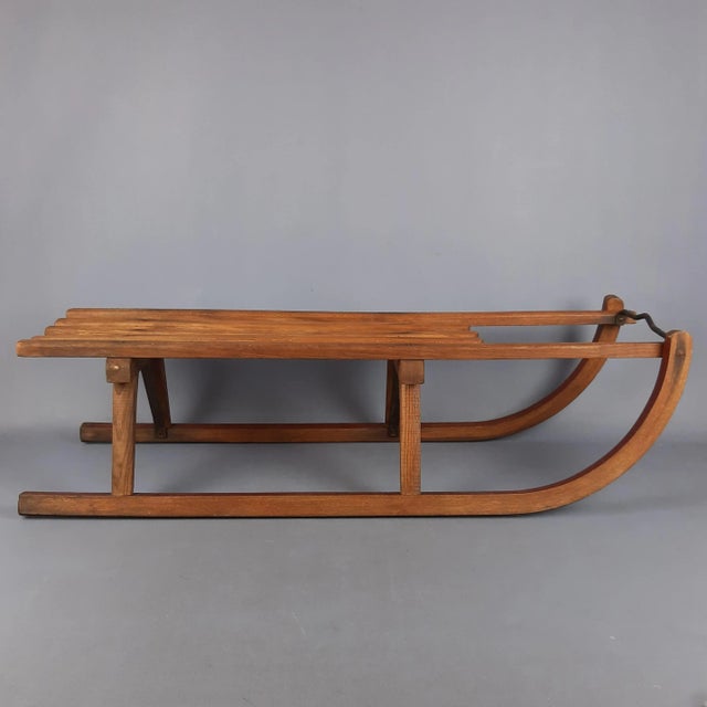 Vintage Wooden Metal Sled, 1940 For Sale - Image 3 of 17