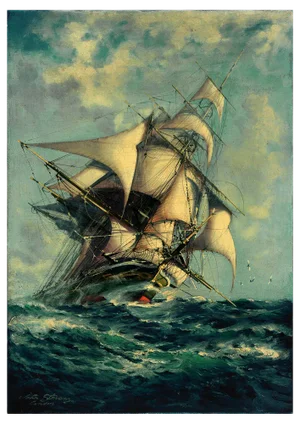 John Stevens, London Veliero, Oil on Canvas, Late 20th Century