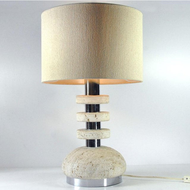 White Mid-Century Italian Travertine Table Lamp, 1970s For Sale - Image 8 of 10