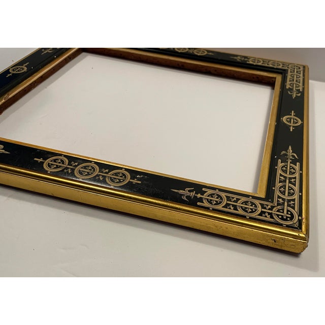 1880s Eastlake frame, gilt decoration over an ebonized surface, in a geometric pattern. Overall size: 15.75 x 13.75 inches...