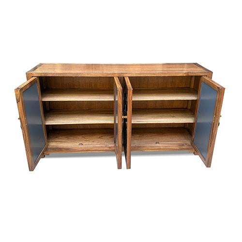 Asian Inspired Sideboard is made out of elm wood. It has 4 doors with 2 removable shelves on each compartment. The front...