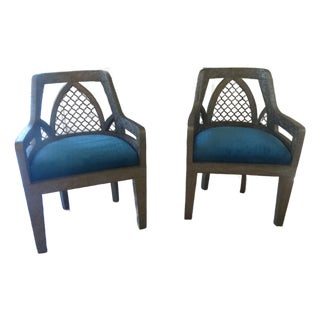 Vintage Anglo-Indian Metal Clad Accent Chairs a Pair For Sale