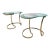 1980's Vintage Etched-Glass & Brass Kidney Shaped Side Tables - A Pair For Sale