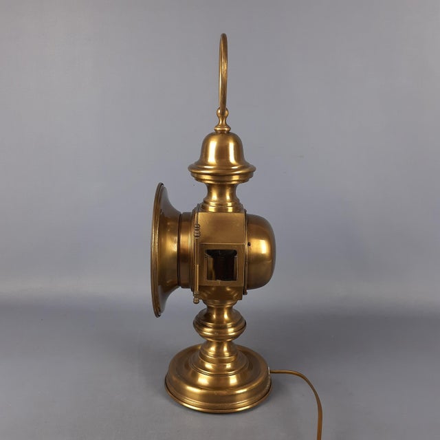 Electric Car Headlight Style Table Lamp in Brass, 1950s For Sale - Image 6 of 17