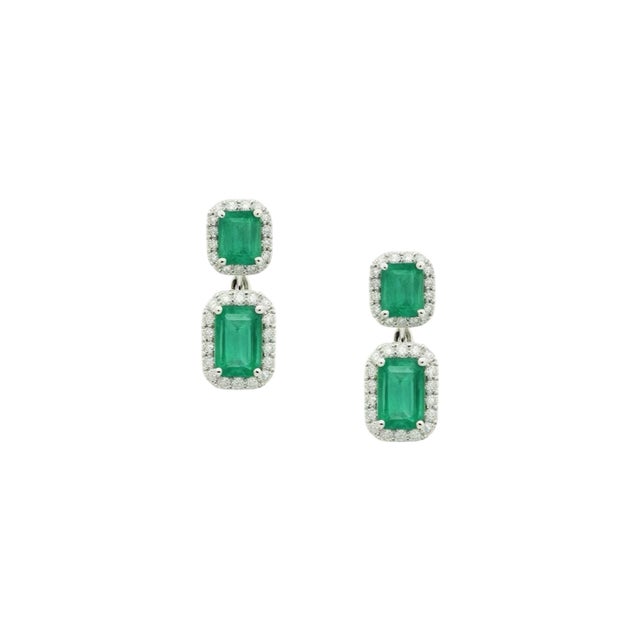 Natural Emerald Diamond Earrings 14k Gold 3.48 TCW Certified For Sale - Image 12 of 13