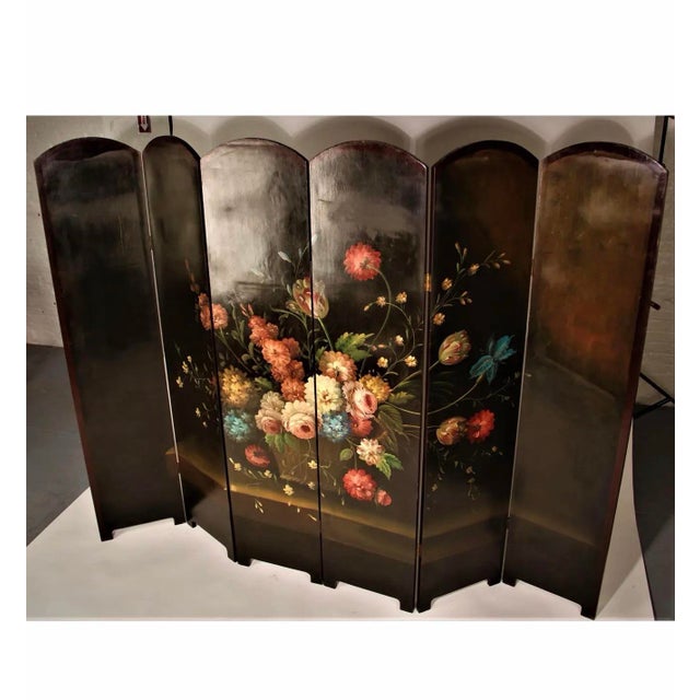 Antique French Dressing Hand Painted Six Panel Screen Divider For Sale In Los Angeles - Image 6 of 6