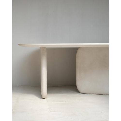 Contemporary Wood and Natural Beige Mineral Lime Plaster Dining Table by Dennis Kaiser For Sale - Image 3 of 8