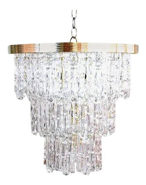 Lucite and Brass Icicle Chandelier