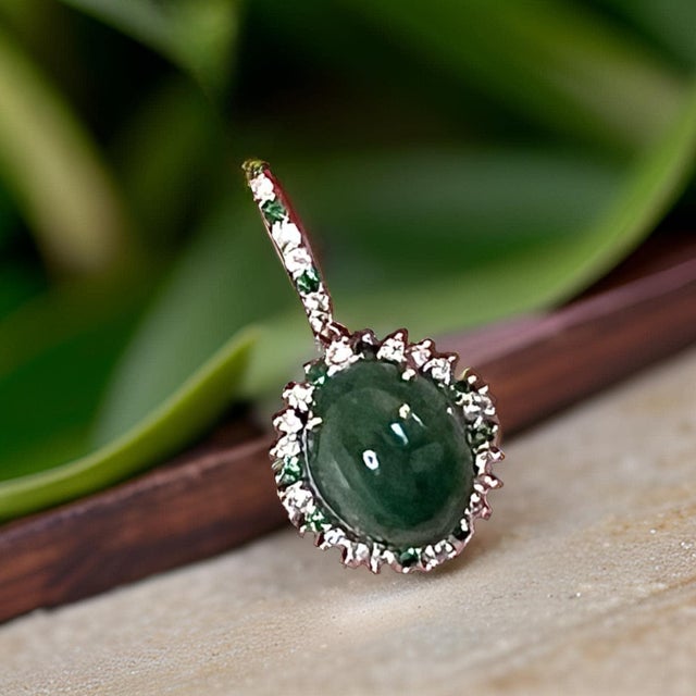 Traditional Garnet Tsavorite & Diamond Earrings 14k WG 22.44 TCW Certified For Sale - Image 3 of 13
