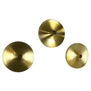 Gold Disc Wall Lights by Charlotte Perriand for Honsel, Germany, 1960s, Set of 3 For Sale