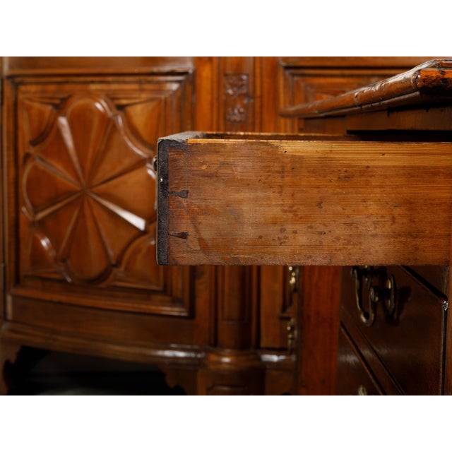 19th Century English Georgian Period Mahogany Desk with Ten Graduating Drawers and Shelf For Sale - Image 4 of 12