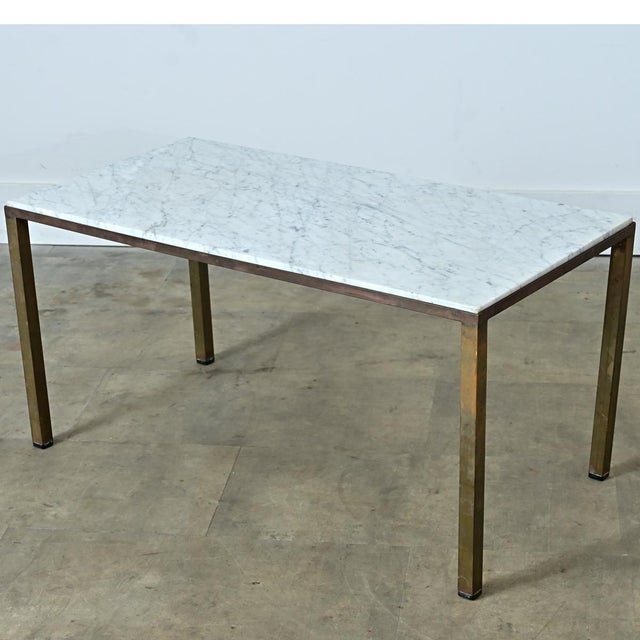 French Early 20th Century White Marble & Brass Coffee Table For Sale - Image 9 of 12