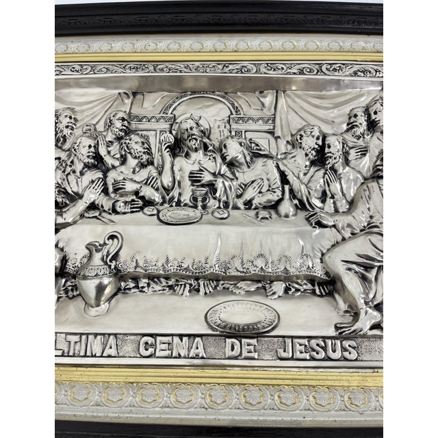 1960s Large Plaque of Jesus' Last Supper in Plated Silver, Italy, 1960s For Sale - Image 5 of 14