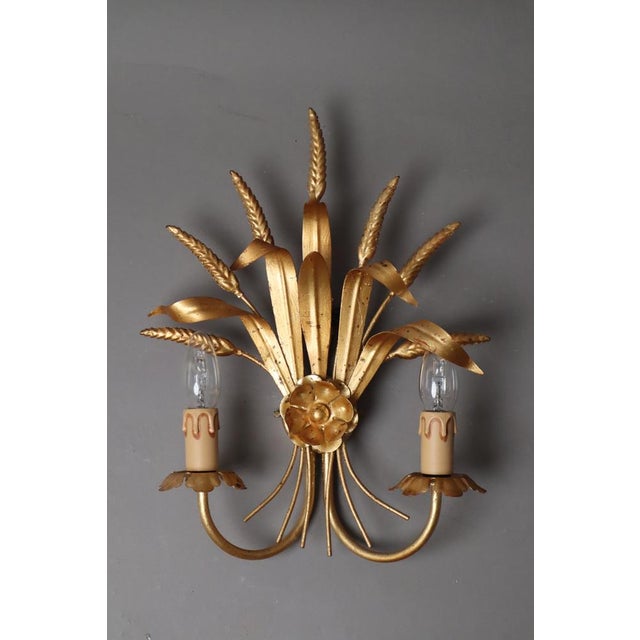 American Regency Ear of Wheat Gilt Wall Lamps from Hans Kögl, 1960s, Set of 2 For Sale - Image 15 of 18