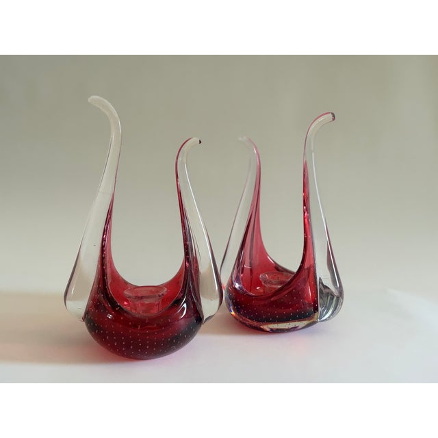 Bullicante Murano Glass Candleholders by Archimede Seguso, 1970s, Set of 2 For Sale - Image 6 of 9