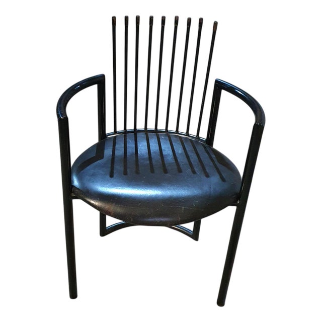 Avantgarde Chair with Leather Seat, Italy, 1980s For Sale