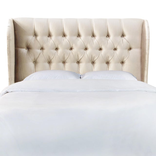 Queen Tufted Wingback Headboard in Majestic Oyster Chairish