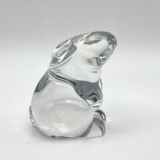 Figurative Late 20th Century Baccarat France Bunny Rabbit Clear Crystal Paperweight Figurine (Seated, Ears Back) For Sale - Image 3 of 12