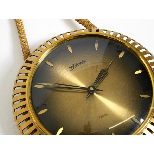 Black Small Mid-Century Modern Atlanta Wall Clock with 10-Day Movement, 1950s For Sale - Image 8 of 16