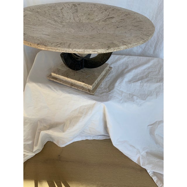 80s Maitland Smith Tessellated Stone Centerpiece Bowl on Pedestal For Sale - Image 9 of 11