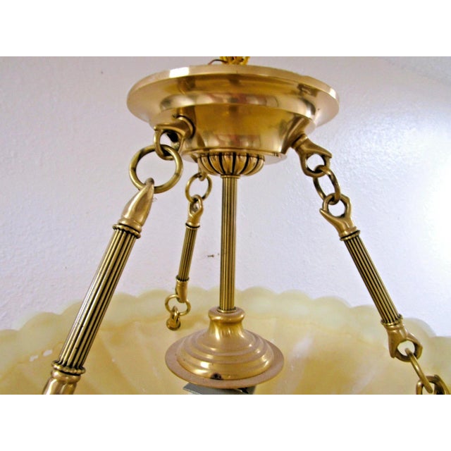 Lenox Elegant Lenox Quoizel Scalloped Shell Inspired Brass Accent Pendant Chandelier For Sale - Image 4 of 18