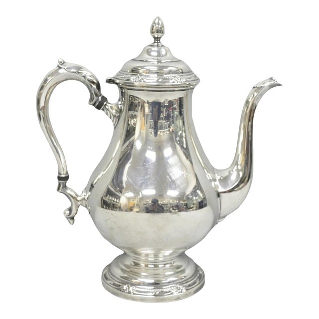 Vintage Rogers Bros. "Remembrance" Silver Plated Victorian Coffee Pot Teapot For Sale