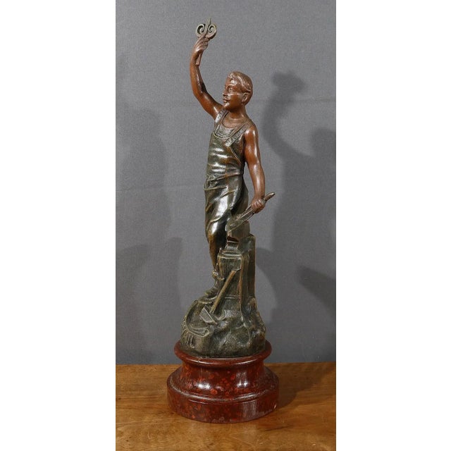 Metal Le Travail Regula Figure, Early 20th Century For Sale - Image 7 of 13